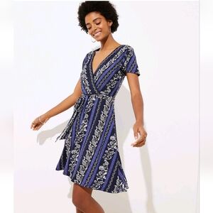 LOFT Navy and White Floral Midi Dress